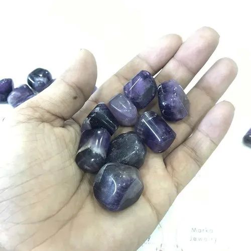 Marka Jewelry Polished Amethyst Tumble Stone, Size : Customised