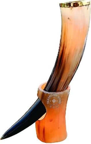 Drinking Viking Horn With Horn Stand