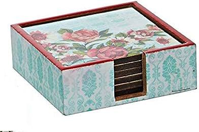 Square MDF Meena Printed Coaster Set, For Tableware, Size : 12x8x2 Inch