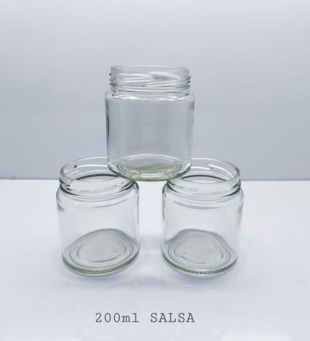 Transparent Golden Round Metal 200ml Salsa Jar, For Food Storage, Packaging Type : Box