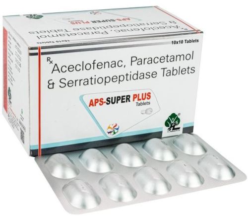 Aceclofenac Paracetamol Serratiopeptidase Tablets, For Clinical, Hospital, Packaging Type : Alu-Alu