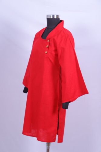 Plain Ladies Linen Short Kurta, Size : M, XL