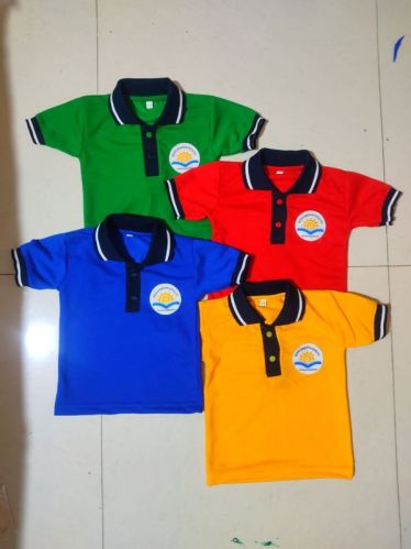 Collar Cotton Plain School Uniform T-shirt, Size : Large, Medium, Small
