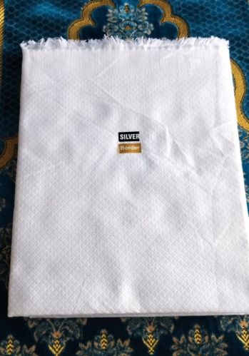 Silver Cotton Hajj Ihram Towel, Size : 46x92Inch, Feature : Easily Washable, Embroidery Work, Impeccable Finish