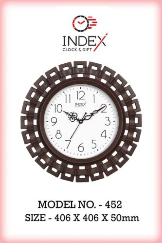 452 Fancy Black Wall Clock, For Home, Office, Decoration, Specialities : Scratch Proof, Rust Free