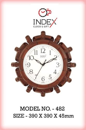 Round 482 Fancy Brown Wall Clock, For Home, Office, Decoration, Display Type : Analog