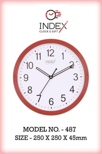 Round Plastic 487 Fancy Wall Clock, For Home, Office, Decoration, Overall Dimension : 250x250x45mm