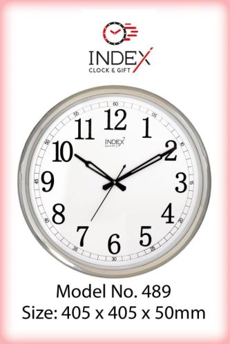 Silver Round 489 Fancy Sliver Wall Clock, For Home, Office, Decoration, Packaging Type : Paper Box