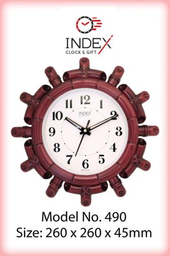 490 Fancy Brown Wall Clock, For Home, Office, Decoration, Specialities : Rust Free, Durable, Fine Finish