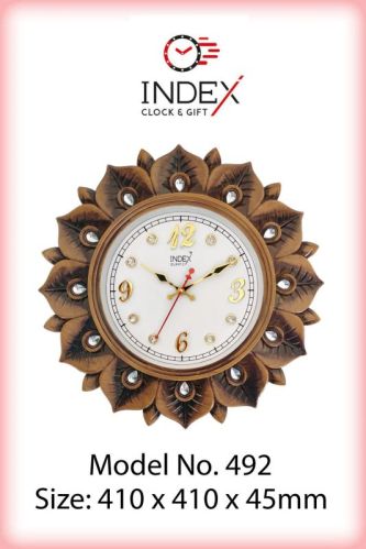 Round 492 Fancy Brown Wall Clock, For Home, Office, Decoration, Display Type : Analog