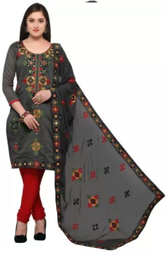 Kshirsa Unstitched Black Chanderi Salwar Suit Material