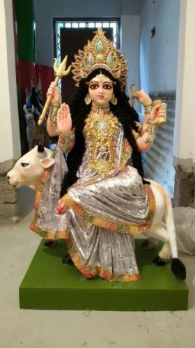 Fiberglass Nava Ratri Durga Statue, For Temple, Interior Decor, Office, Home, Gifting, Garden, Pattern : Printed