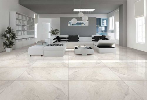 Grey Matt Finish Ceramic Floor Tiles, For Living Room, Packaging Type : Cardboard Box