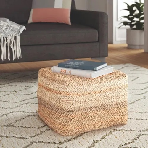 Print Shoppie Rectangular Jute Bedside Table, Color : Brown