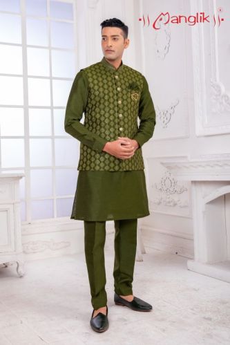SILK Mens Kurta Jacket Suit