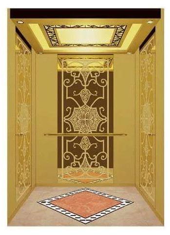 SS Designer Golden Elevator Cabin, For Complex, Mall, Office, Feature : Fine Finishing, High Strength