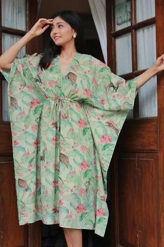 Gold Digital Printed Cotton Kaftans, Occasion : Casual Wear