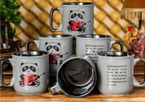 Round PANDA MUG, For Drinkware, Gifting, Home Use, Office, Style : Modern