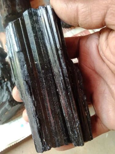 Polished Rough Black Tourmaline Stone, For Making Jewelry, Pattern : Plain