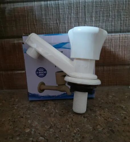 Plastic PTMT Pillar Cock, Color : White