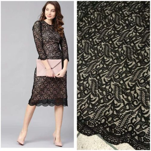 Printed Polyester Lace Net Fabric, Technics : Machine Made