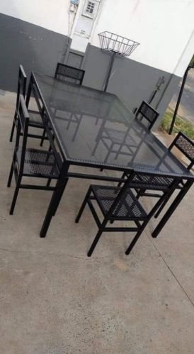 Multi Colours Polished Iron Dinning Table, For Restaurant, Office, Hotel, Home, Pattern : Pain