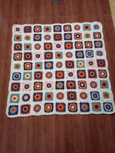 Polished Printed Woolen Crochet Baby Mat, Size : 3/3 Ft