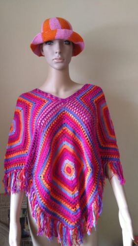 Plain Crochet Dress Poncho, Size : XXL