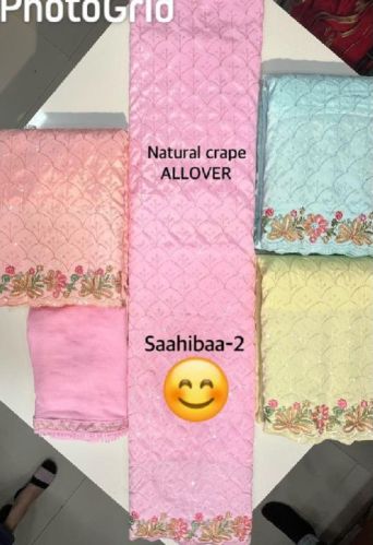 Unstitched Natural Crepe Dress Material, Size : All Size