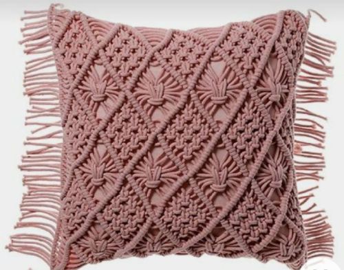 750 GM Embroidered Cotton MAC 1352 Macrame Pillow, Technics : Handloom