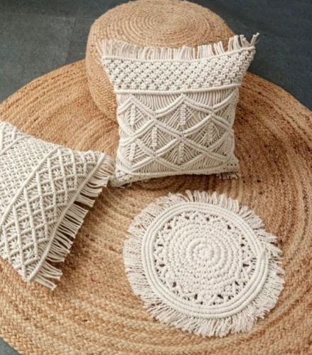 Square MAC C 1307 Macrame Cushion Cover, For Sofa, Bed, Chairs, Technics : Handmade
