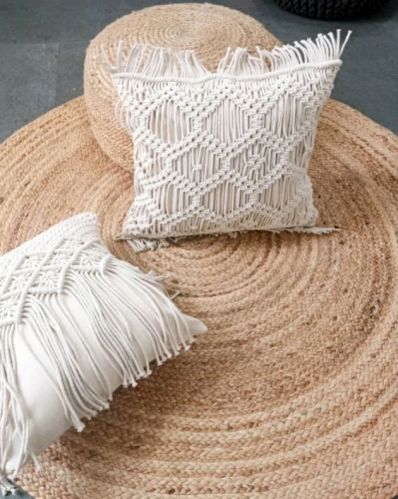 Square Cotton Macrame Cushion Cover, For Sofa, Bed, Chairs, Technics : Handmade