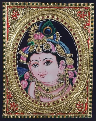Krishna Tanjore Painting 22 Carat Gold Foil 10 X 8 Inch