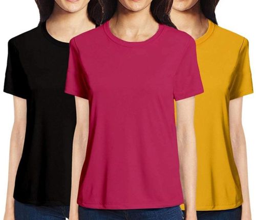 Plain Cotton Ladies Round Neck T-Shirts