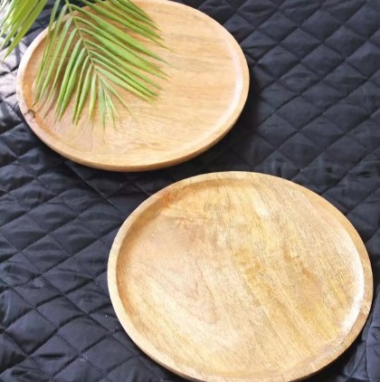 25 Cm Mango Wood Platter, Shape : Round