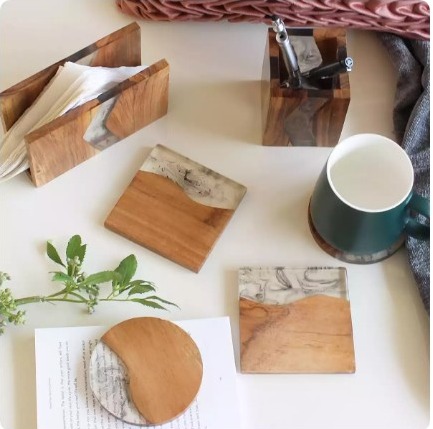 Smokey Black Resin Wood Set