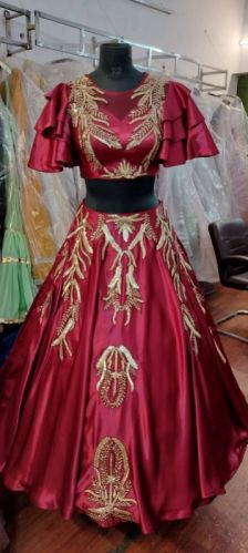 Satin Designer Lehenga Choli, Size : XXXL, XXL, XL, M