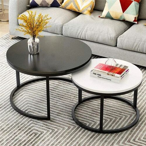 Wrought Iron Side Table, Color : Black