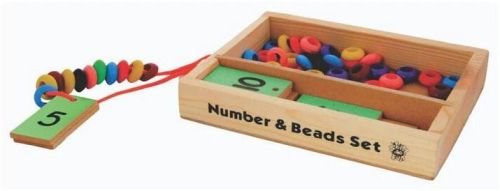 Wood Number and Bead Set, For Kids Playing, Pattern : Plain