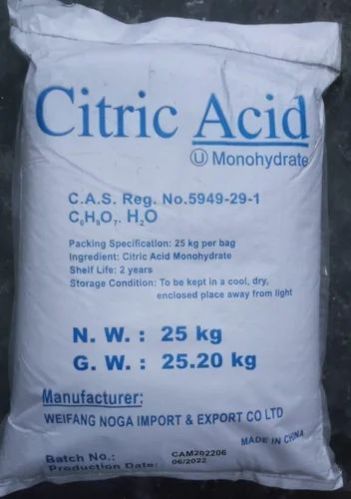 Citric Acid Monohydrate Powder, Packaging Type : Bag