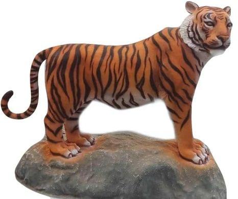 Color Coated Printed FRP Standing Tiger Statue, Size : 3.5 Feet (Height)