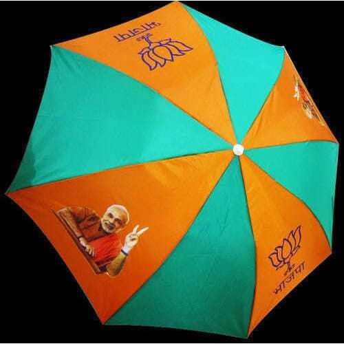 Polyester Printed Promotional Umbrella, Color : Orange, Sea Green