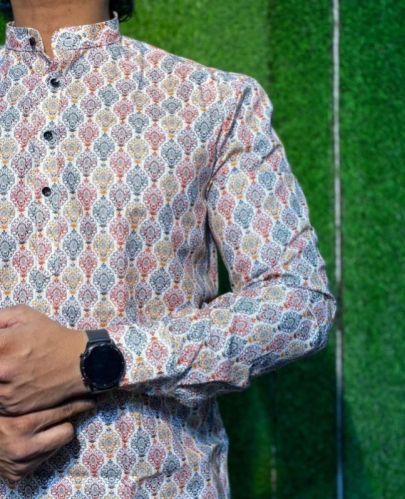 Mens Cotton Premium Short Kurta, Pattern : Printed