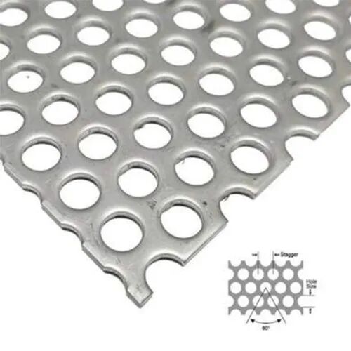 Mild Steel Heavy Perforated Sheet, For Industrial, Color : Silver