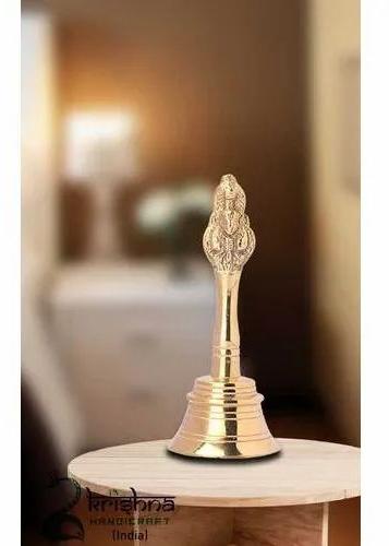Golden Round Polished Brass Pooja Bell, Style : Classical