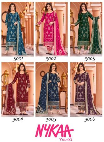 Nykaa V-3 Foil Print Rayon Dupatta Kurti Pant Set