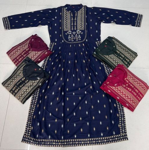 Nayra 3 Rayon Mirror Work Flared Kurti