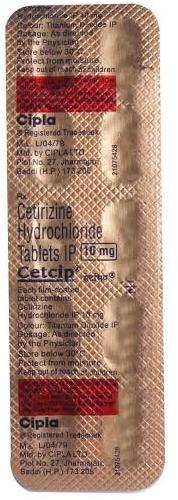 Cetirizine Hydrochloride Tablets, Packaging Type : Blister
