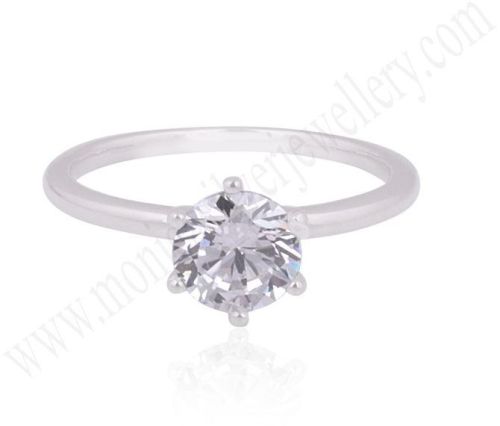 Round Silver Plating White Zircon Ring, Style : Royal, Antique