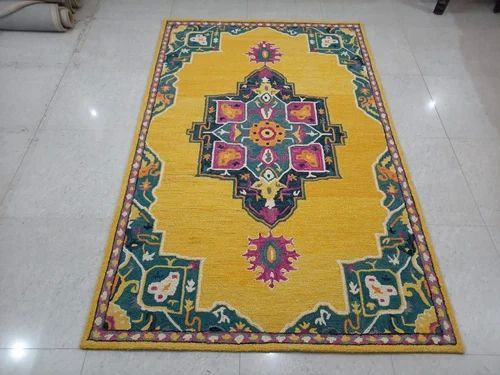 Rectangular Fancy Hand Tufted Woolen Carpet, For Home, Pattern : Printed